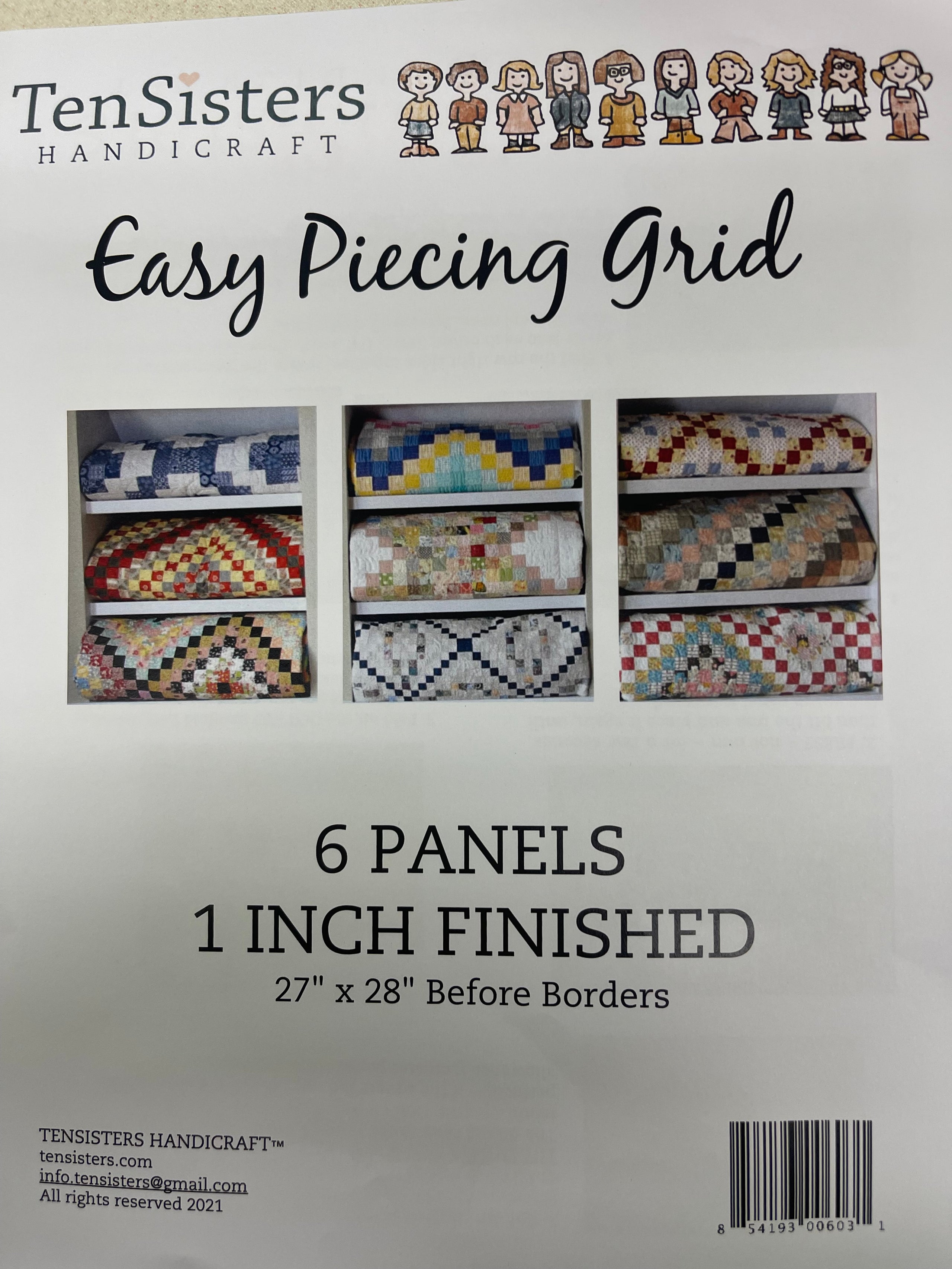 Tensisters Easy Piecing Grid 6 panels Kay Michelle